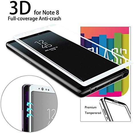 Samsung Galaxy Note 8 Screen Protector, AKPATI High Definition Full Coverage Case Friendly Tempered Glass Screen Protector Anti-Scratch Film [Bubble Free] [Easy to Install] - White
