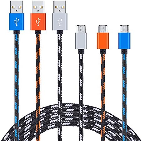 Android Charger Cable, USB Chargering Cord, Sixsim 3-Pack 6ft High Speed Nylon Braided Micro USB Charger Cable for Samsung S7/S6, Note 5 4, LG, HTC, Blackberry, Sony, Nokia and More USB to USB Cords