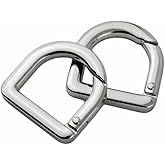 2pcs Semicircle Metal Spring Key Ring, Spring Snap Hooks Clip, Flat D Ring for Purses (Silver)