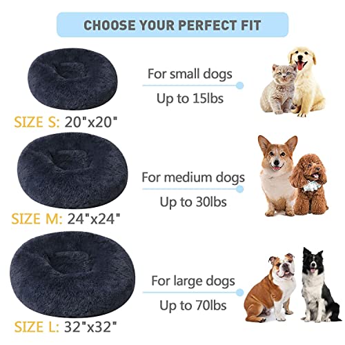 Dog Bed Calming Cat and Dog Beds, 24 inches Navy Cat Bed, Black