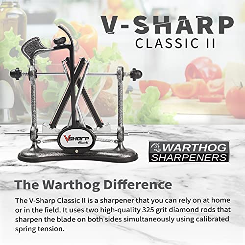 Warthog VSharp Classic II Knife Sharpeners, 325 Grit Diamond Rods with Adjustable Angles