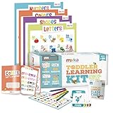 merka Toddler Learning Kit - Includes 4 Posters, 58 Flashcards, 58 Practice Book Exercises and 36 Reward Stickers - Learn Letters, Colors, Shapes and Numbers - PreK & K