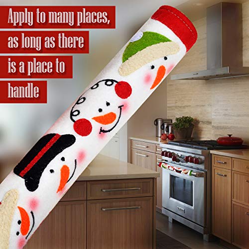 Sheskind Snowman Kitchen Appliance Handle Covers Christmas Handle Protector 3 Packs with Gift Snowman Welcome Ornament for Holiday Season Decoration