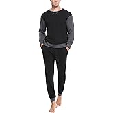 Sykooria Men's Cotton Pajamas Set Long Sleeve Plaid Loungewear Cozy Striped Sleepwear 2 Piece Comfy Pjs Set with Pockets