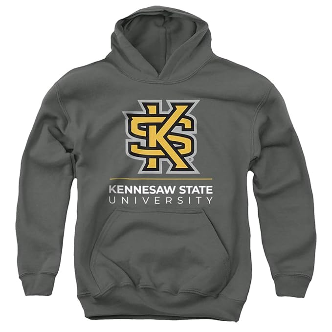 Kennesaw State University Official Logo Unisex Youth PullOver Hoodie, Charcoal, Medium Amazon