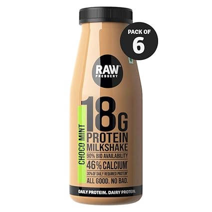 Raw Pressery Dairy Protein Milkshake-Choco Mint Pet Bottle, 6 x 200 ml
