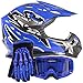 Typhoon Youth Kids Offroad Gear Combo Helmet Gloves Goggles DOT Motocross ATV Dirt Bike MX Motorcycle Blue, X-Large