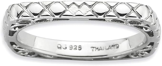 Anillo Cuadrado De Plata De Ley 925 De 2 25 Mm Con Dise o De Rodio 