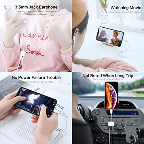 (Apple MFi Certified) Headphone Splitter Lightning to 3.5mm Jack Adapter 2 in 1 Charger Accessories Cables & Audio Connector Earphone Splitter Adaptor Compatible for iPhone Xs/XR/ 8/8 P/X / 7& All iOS - Thumbnail 6