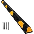 Speedmax Parking Stopper for Garage 72" Long 1 Pack with 4 Installation Bolts High Reflective Yellow Safety Stripes Wheel Stop Stoppers for Car Truck RV and Trailer Stop Aid 1 Pack