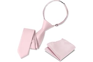 UETLRO Boys Tie Pocket Square Set Pre-tied Adjustable Kids Solid Color Necktie for Age 8-12 Years with Gift Box