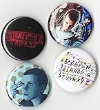 STRANGER THINGS BUTTON SET 4pcs (1inch PIN BACK) GREAT ON JACKETS OR BACKPACK