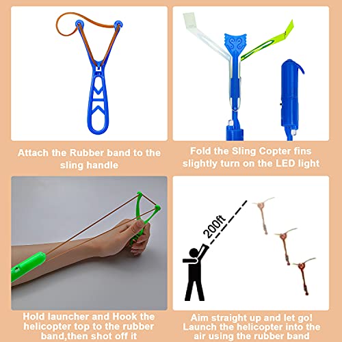 Slingshot Flying with LED Lights Glow The Dark Party,12 Launchers + 12