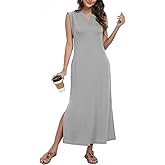 YVH Women's Slim Fit Maxi Dress 2025 Summer Sleeveless Casual Elegant Vacation Dress with Pockets