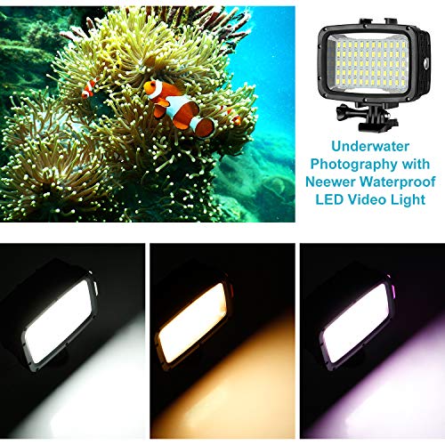 Neewer Underwater Lights Dive Light 60 LED Dimmable Waterproof LED Video Light 131feet/40m for GoPro Hero 6 5 4 Hero Session Canon Nikon Pentax and Other Action and DSLR Cameras (Battery Included) - Thumbnail 3