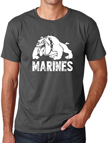 CrazWear Proud The Marines - USMC Marines Gift Prime Cotton Men's T-Shirt (Small, Charcoal)