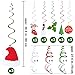 30 Pcs Christmas Hanging Swirl Decorations Party Swirls Foil Hanging Ceiling Décor Swirl Streamers with Cutouts of Christmas Trees Hats Snowmen Stockings Holly Leaves Merry Christmas Cards for Holiday Party Supplies Photo Booth Backdrop