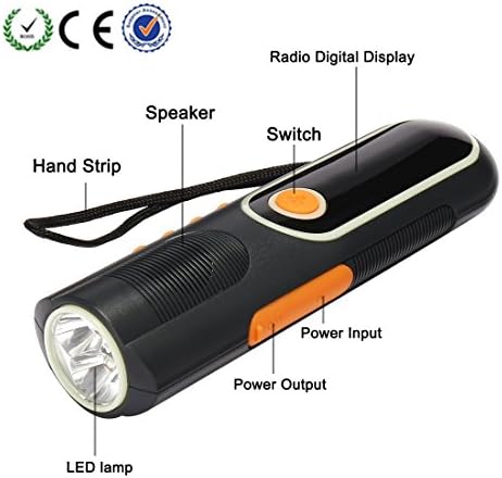 Emergency Radio Flashlight,INSKO-704B Multi-functional Flashlight Crank Dynamo Radio for Travel Camping Hiking