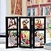 Adeco 6-Opening Black Wood Hinged Folding Table Desk Top Photo Frame Collages, 4 by 6