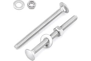 3/8-16 x 4-1/2" (10 Sets) Stainless Steel Carriage Bolts and Nuts Washers, Round Head Square Neck, 18/8 Stainless Steel 304, Full Thread Coverage, Glvaner