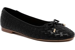 Jones New York Women’s Samera Woven Ballet Flats - Comfortable Square Toe Slip On Dress Shoes with Bow Accent and Memory Foam