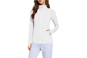 Women's UPF 50+ Lightweight Athletic Jackets Sun Protection Full Zip Long Sleeve Hiking Outdoor Shirts with Pockets