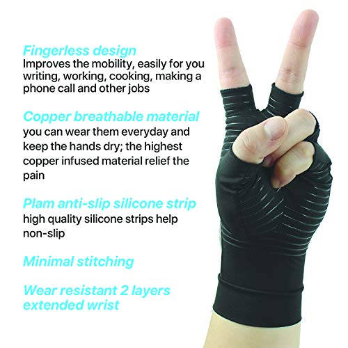 Glalove Copper Fit Compression Gloves, Copper Infused Compression Gloves, Carpal Tunnel