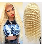613 Blonde Deep Wave Wig Brazilian Hair 13x6 Lace Front Wigs for Women 613 Blonde Wigs with Baby ...