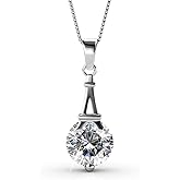 Cate & Chloe Isla 18k White Gold Eiffel Tower Pendant Necklace with Round Cut Simulated Diamond Crystals, Hypoallergenic Jewelry for Women, Gift for Her