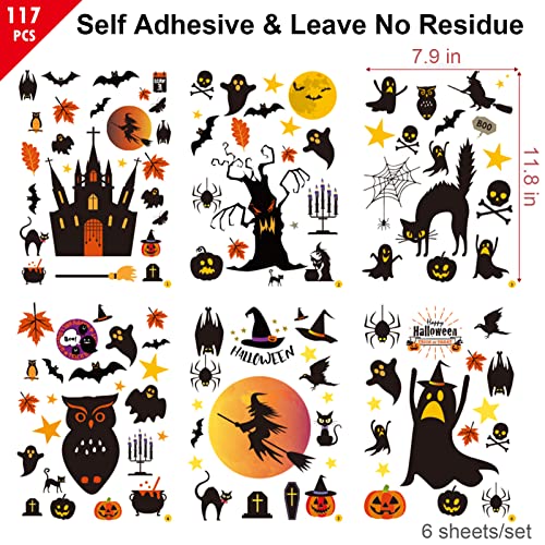 Halloween Decorations Window Clings Decals Wall Decor Kids Cute Indoor Sticker 117 PCS