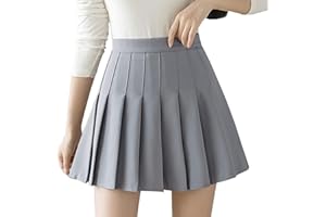 APRIDDEO Girls Women High Waisted Pleated Skirt Plain Plaid A-line Mini Skirt Skater Tennis School Uniform Skirts Lining Shorts