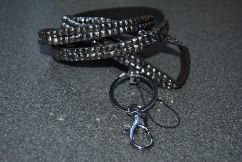Lanyard Queen Diamante, Rhinestone, Crystal, Bling Custom Lanyard & ID Badge w/ Key Holder Haematite