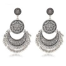 Crunchy Fashion The Tribal Muse Collection Oxidized Silver Dangle & Drop For Women
