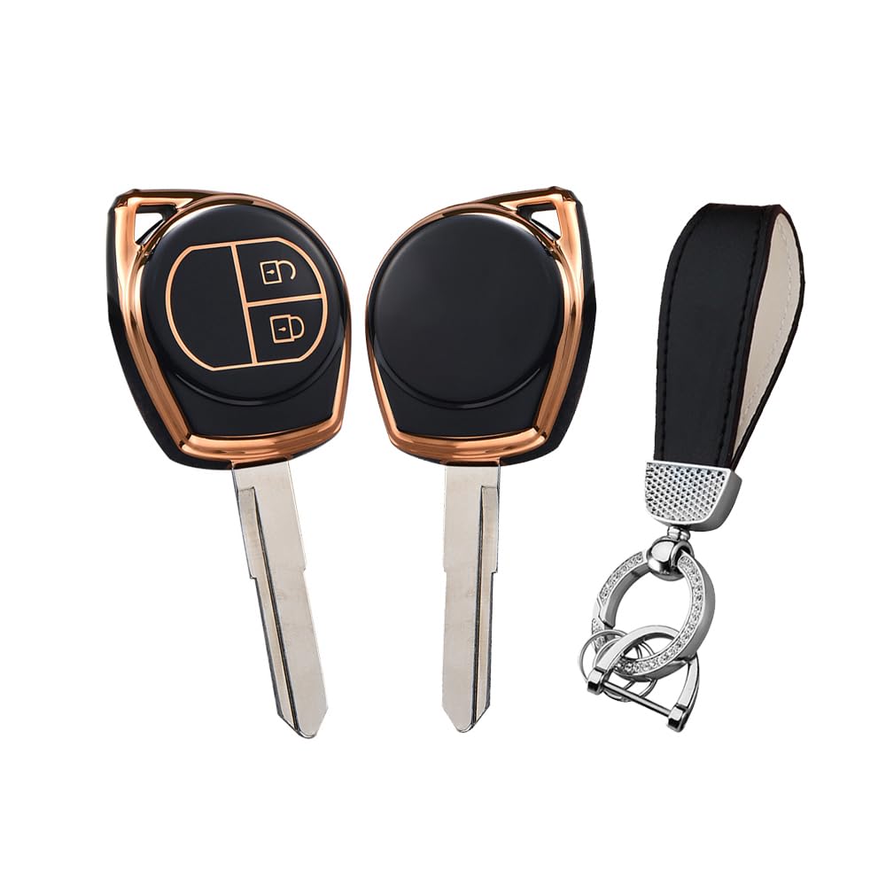 HIBEYO Car Key Silicone Case, Fits Suzuki, Key Case, Protective Cover for the Suzuki Swift SX4, Liana Alto Vitara JIMNY, for the Opel Agila B, Nissan Pixo, Remote Key Case, 2 Buttons, Black