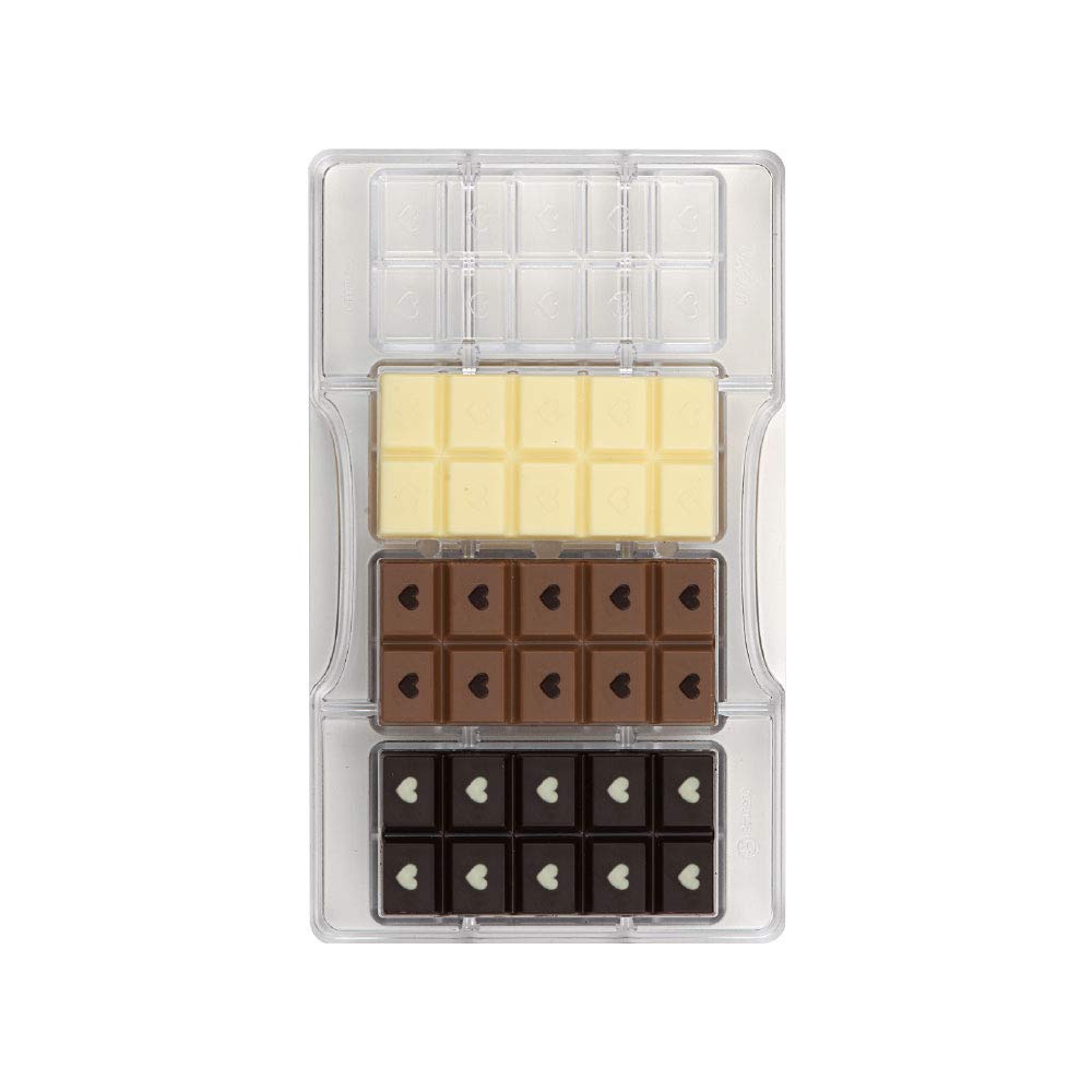 DECORA 0050146 Heart BAR Chocolate Mould 25 G 4 Cavities 85 X 42 X 7 H MM, Policarbonato, Transparent — image 1
