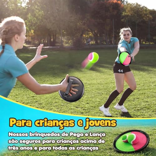 Jogo Brinquedo Bateu Colou, 2 Raquetes e 1 Bolinha, Jogo Divertido Esporte ao Ar Livre, Raquete Bate e Gruda