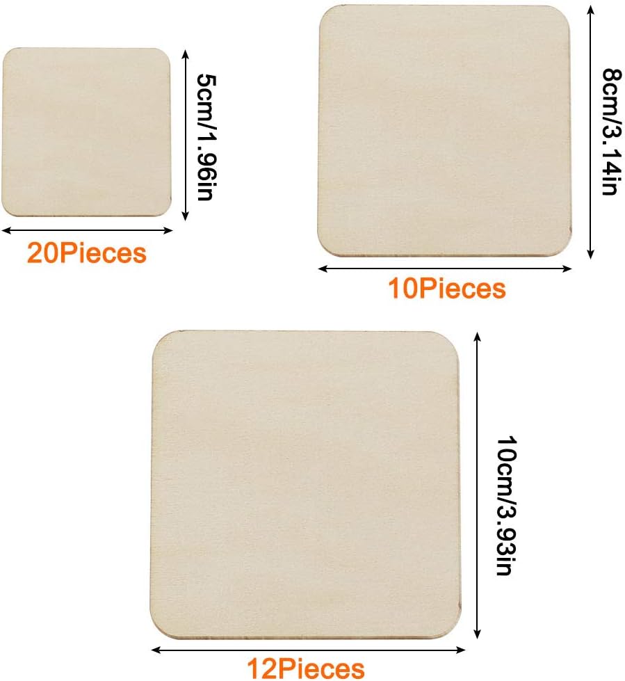 Meetory 42PCS Unfinished Blank Wood Squares - Image 3