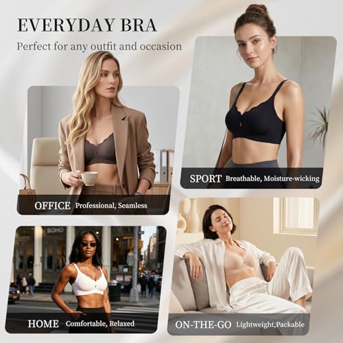 UIMERO Jelly Wireless Bra for Women Wave Push Up Seamless T-Shirt Bras Comfortable Full Coverage Bralettes Lift Everyday Bras