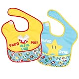 Bumkins Nintendo Super Mario SuperBib, Baby Bib, Waterproof, Washable, Stain and Odor Resistant, 6-24 Months (Pack of 2)