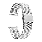 TRUMiRR 22mm Quick Release Watch Band Milanese Stainless Steel Strap for Samsung Gear S3 Classic Frontier, Galaxy Watch 46mm, Gear 2 R380 R381 R382, Moto 360 2 46mm, ASUS Zenwatch 1 2 Men,Silver