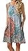 Semir Womens Bohemian Dresses Summer Damask Tunic Top Casual Floral Print Midi Dress with Pocket