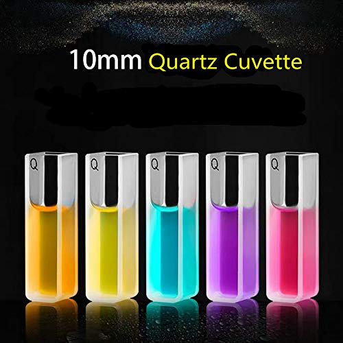Quartz Cuvette - Spectrophotometer Cuvette - 4 pcs Standard 10mm Path Length - 45 mm Height - 3.5 mL Capacity - 200-2500 nm Wavelength Range Ultraviolet Two-Way Light Cuvette, With Acid-Alkaline Resis