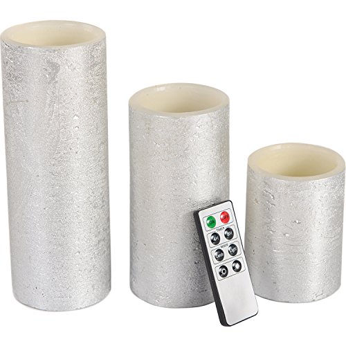 3pk Flameless Pillar Candles, Silver/Gold, Scented Wax 19.99 (was 59)