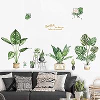 Green Tropical Leaves Wall Decal Plants Wall Sticker DIY Novelty Wall Art Mural for Bedroom Living Room Classroom Offices Decoration (Leaf A)