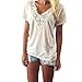 Women T-Shirt,Haoricu 2017 Hot Sale! Women Summer Lace Short Sleeve Blouse Casual T-Shirt White