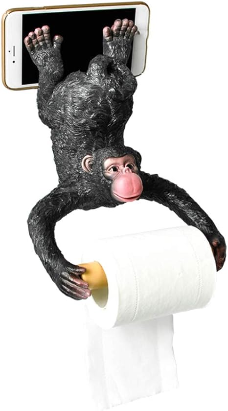 Amazon Co Jp 紙台 樹脂の水を防ぐ壁掛け式のペーパーホルダーの洋式の浴室の小さいサルは紙を巻いてトイレの紙台を支えます ホーム キッチン