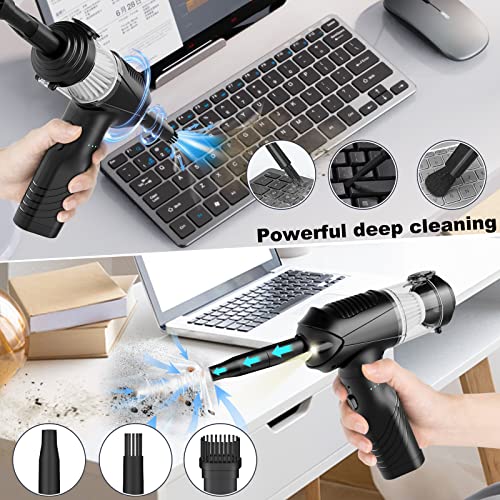 Compressed Air Duster, Cordless Air Duster Blower & Vacuum 2 in 1 for Eletronics Clean/Keyboard