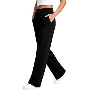 Vividcrate Track Pants Women Loose Uncuffed Straight Leg Women’s Sweatpants with Pockets