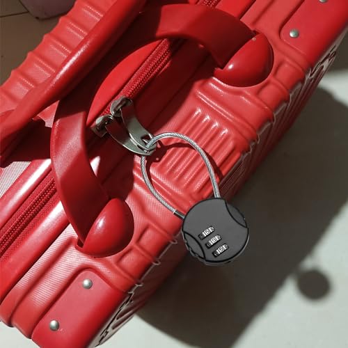 4 Pieces Steel Cable Lock with Combination, 3 Digit Combination Padlocks, Long Rope Padlock, Small Suitcase Padlocks for Aircraft (2 Sizes)