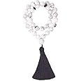 AzanClk Tasbih Premium Muslim Prayer Beads Made with Natural Stone Beads for Daily Misbaha and Meditation (12mm (33 Beads), Howlite, White)